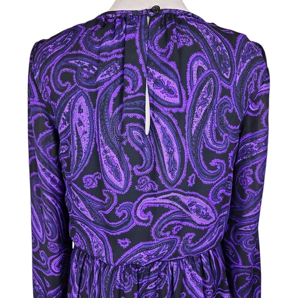 Michael by Michael Kors Purple & Black Paisley Print Dress - Picture 6 of 10